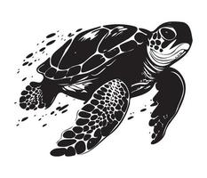 Schwimmen Meer Schildkröte Symbol Meer Tier schwarz Symbol, unter Wasser Tiere vektor