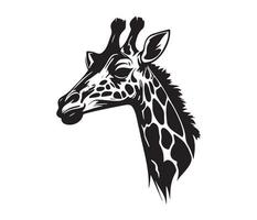 giraff ansikte, silhuetter giraff ansikte, svart och vit giraff vektor
