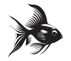 Goldfisch, golden Fisch Tier Fisch Illustration schwarz und Weiß Seite Aussicht Gliederung Bild vektor