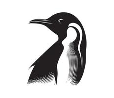 Pinguin Gesicht, Silhouetten Pinguin Gesicht, schwarz und Weiß Pinguin Vektor