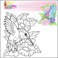 söt tecknad serie kolibri färg bok vektor