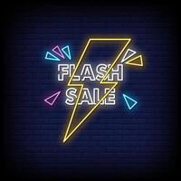 Flash-Verkauf Leuchtreklamen Stil Text Vektor