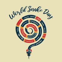 Vektor Silhouette von ein Schlange mit ein Stammes-, ethnisch Ornament. Schlange im ein Spiral. Welt Schlange Tag
