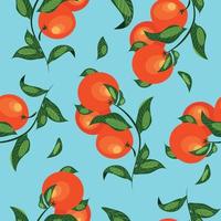 hoch Qualität Vektor Bild. Sommer- Muster mit sizilianisch Orangen auf ein Blau Hintergrund.