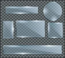 realistisk uppsättning genomskinliga glasplattor. fotorealistisk vektorillustration vektor