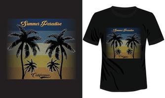 sommar paradis kalifornien t-shirt design vektor illustration