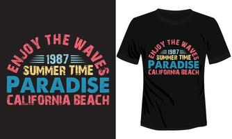 njut av de vågor sommar tid paradis kalifornien strand t-shirt design vektor illustration