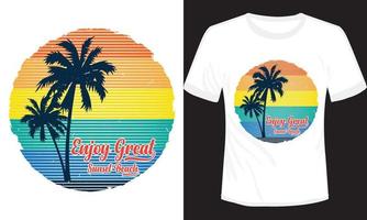 genießen großartig Sonnenuntergang Strand T-Shirt Design Vektor Illustration