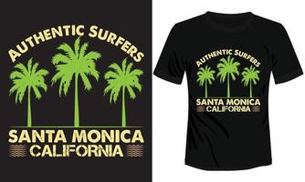 äkta surfare santa monica strand kalifornien t-shirt design vektor