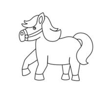 ponny karaktär svart och vit vektor illustration färg bok för barn