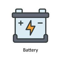 Batterie Vektor füllen Gliederung Symbole. einfach Lager Illustration Lager