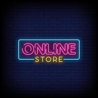 Online-Shop Leuchtreklamen Stil Text Vektor