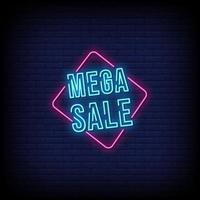 Mega Sale Leuchtreklamen Stil Text Vektor