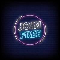 Join Free Neon Zeichen Stil Text Vektor