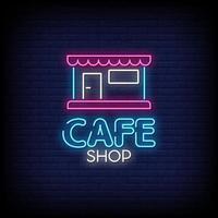 Cafe Shop Leuchtreklamen Stil Text Vektor