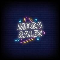 Mega Sales Leuchtreklamen Stil Text Vektor