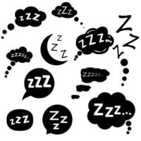 zzz Symbol Vektor Satz. Schlaf Illustration Zeichen Sammlung. Entspannung Symbol oder Logo.