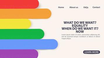 målsida för en webbplats och mobilappar regnbågsflagg lgbt symbolutrymme för information och navigeringsknappar på webbplatsen vektor