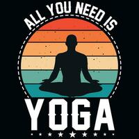 yoga årgångar tshirt design vektor