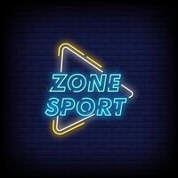 Zone Sport Leuchtreklamen Stil Text Vektor