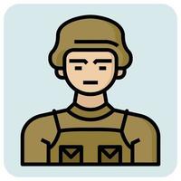 fylld översikt yrke ikon för armén soldat. vektor