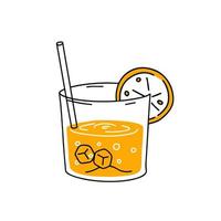 Orange Saft. Glas von frisch trinken. modisch Gliederung Karikatur. Durst Abschrecken und Sommer- Cocktail vektor