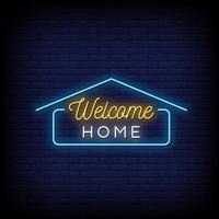 Willkommen zu Hause Leuchtreklamen Stil Text Vektor