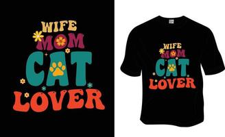 fruns mamma katt älskare, retro vågig, häftig sällskapsdjur älskare, katt älskare t-shirt design. redo till skriva ut för kläder, affisch, och illustration. modern, enkel, text. vektor