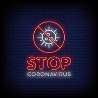 Stop Corona Virus Leuchtreklamen Stil Textvektor vektor