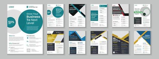 Mega Artikel Digital Marketing Flyer, korporativ Geschäft Flyer Satz, Mega bündeln Poster Sammlung Design, a4 Größe abstrakt Geschäft Flyer Mega einstellen und korporativ Broschüre einstellen Layout vektor