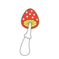 retro groovig trippy Pilz. Hippie psychedelisch fliegen Agaric Pilz. Hippie Jahrgang Karikatur halluzinogen Amanita. modisch nostalgisch y2k Pop Kultur Design. isoliert Vektor eps Element