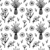nahtloses Muster der Frühlingsblumen mit handgezeichneten Gestaltungselementen. Vektorillustration im Skizzenstil. vektor