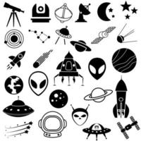 astronomi ikoner vektor uppsättning. Plats illustration symbol samling. UFO tecken eller logotyp.