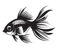 guldfisk, gyllene fisk djur- fisk illustration svart och vit sida se översikt bild vektor