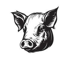 Schwein Gesicht, Silhouetten Schwein Gesicht, schwarz und Weiß Schwein Vektor