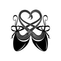 elegant balett pointe skor med hjärtformade rosett. minimalistisk vektor illustration idealisk för dansa, mode, och med romantik mönster.