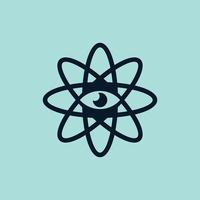 Atom Auge Technik Linie kreativ Logo vektor