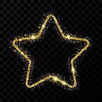 Gold funkeln Star mit glänzend funkelt auf dunkel Hintergrund. Vektor Illustration
