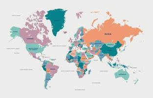 Welt Karte Land Name Hintergrund vektor