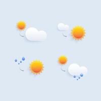 einstellen von anders Wetter Symbole. Wolke, Regen, Mond, Blitz, Sonnenflocke. Vektor Illustration