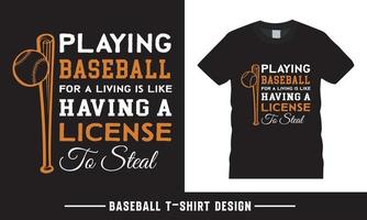 Baseball Hemd Design, Baseball Typografie Vektor T-Shirt Design kostenlos Vektor