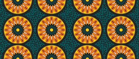 afrikanisch ethnisch traditionell Grün Muster. nahtlos schön kitenge, chitenge, ankara Stil. Mode Design im bunt. geometrisch Kreis abstrakt Motiv. Blumen- Ankara Drucke, afrikanisch Wachs druckt vektor