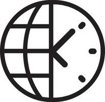 Welt Zeit Zeichen Symbol. Universal- Zeit Globus Symbol. Kreis und Platz Tasten. eben Design Satz. danken Sie Schleife. Vektor