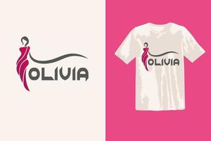 olivia mode logotyp t skjorta design vektor