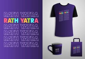 rath Yatra Typografie Poster, T-Shirt, Becher, Tasche Tasche, Fan-Shop drucken Design. druckbar Vektor Illustration