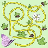 labyrint spel. hjälp de fjäril hitta de blomma. insekt tema aktivitet för ungar, spädbarn vektor