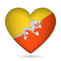 Bhutan Flagge im Herz Form. Vektor Illustration.