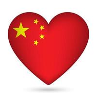 China Flagge im Herz Form. Vektor Illustration.