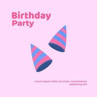Lycklig födelsedag platt inbjudan födelsedag kort vektor