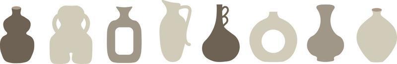 samling keramisk vas i boho stil vektor